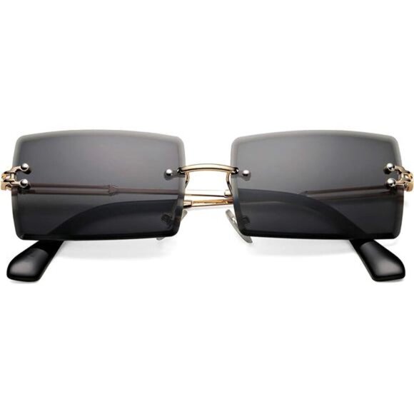 Rectangle Sunglasses Small Rimless Square Shade Eyewear